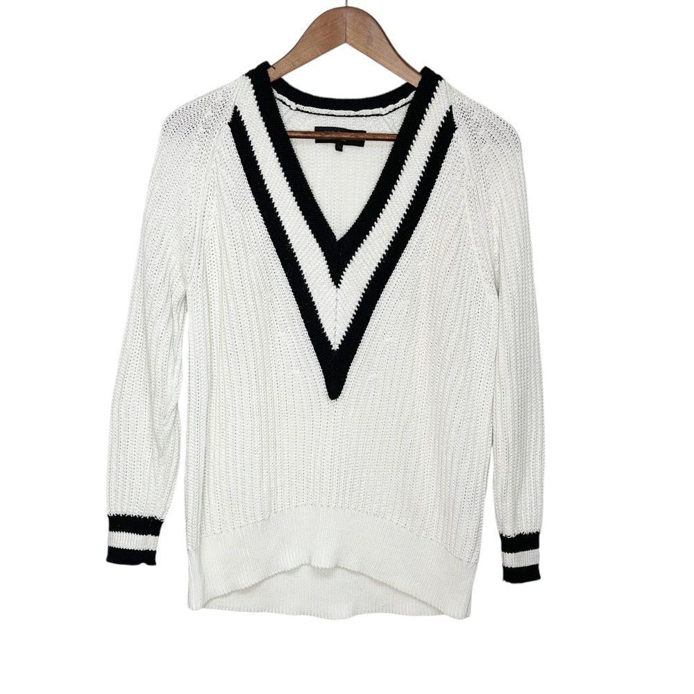 Rag & Bone Sweater Talia White Striped Chunky Knit Size Extra Small